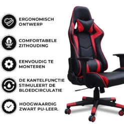 Gamestoel Las Vegas - Zwart / Rood - Gaming Stoel - Bureaustoel 7 Gamestoel Las Vegas - Zwart / Rood - Gaming Stoel - Bureaustoel -Leen Bakker Winkel 1000050254 0101
