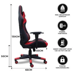 Gamestoel Las Vegas - Zwart / Rood - Gaming Stoel - Bureaustoel 8 Gamestoel Las Vegas - Zwart / Rood - Gaming Stoel - Bureaustoel -Leen Bakker Winkel 1000050254 0102