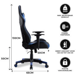 Gamestoel Las Vegas - Zwart / Blauw - Gaming Stoel - Bureaustoel 8 Gamestoel Las Vegas - Zwart / Blauw - Gaming Stoel - Bureaustoel -Leen Bakker Winkel 1000050256 0102