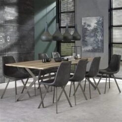 Industriële Eetkamerstoel Benjie Antraciet Kunstleer - Kunstleder - Zwart -Leen Bakker Winkel 1000051905 0103