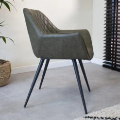 Industriële Eetkamerstoel Cara Groen - Kunstleder - Groen -Leen Bakker Winkel 1000051920 0102