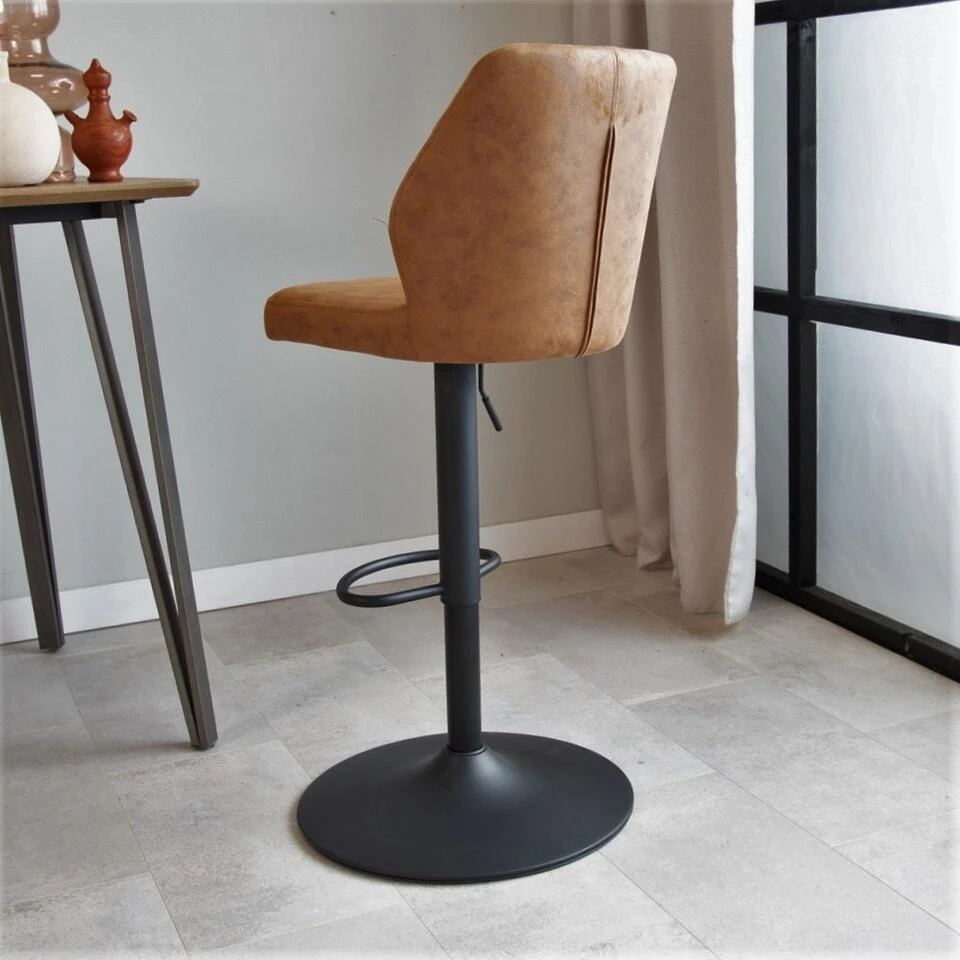 Industriële Barkruk Grizzly Cognac - Zithoogte 64 Cm - Stof - Bruin 4 Industriële Barkruk Grizzly Cognac - Zithoogte 64 Cm - Stof - Bruin - Afbeelding 2