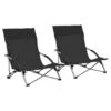 VidaXL Strandstoelen 2 St Inklapbaar Stof Zwart -Leen Bakker Winkel 1000056430