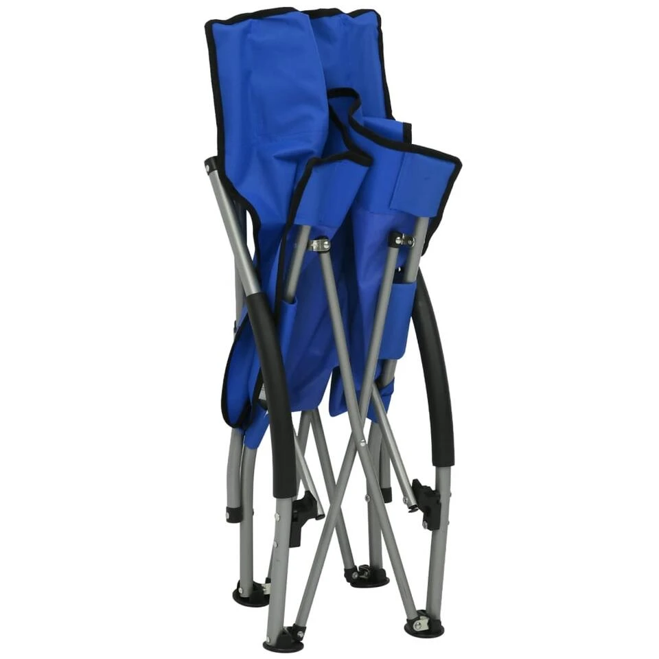 VidaXL Strandstoelen 2 St Inklapbaar Stof Blauw 6 VidaXL Strandstoelen 2 St Inklapbaar Stof Blauw - Afbeelding 4