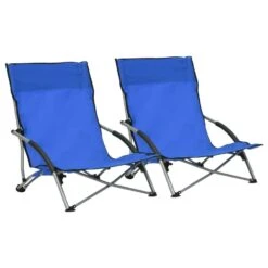 VidaXL Strandstoelen 2 St Inklapbaar Stof Blauw
