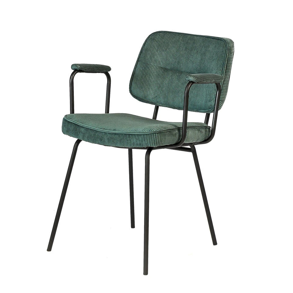 Giga Meubel Eetkamerstoel Groen - Incl. Armleuningen - Stoel Corduroy 5 Giga Meubel Eetkamerstoel Groen - Incl. Armleuningen - Stoel Corduroy - Afbeelding 3