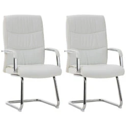 CLP Set Van 2 Caro Eetkamerstoelen Kunstleder Wit