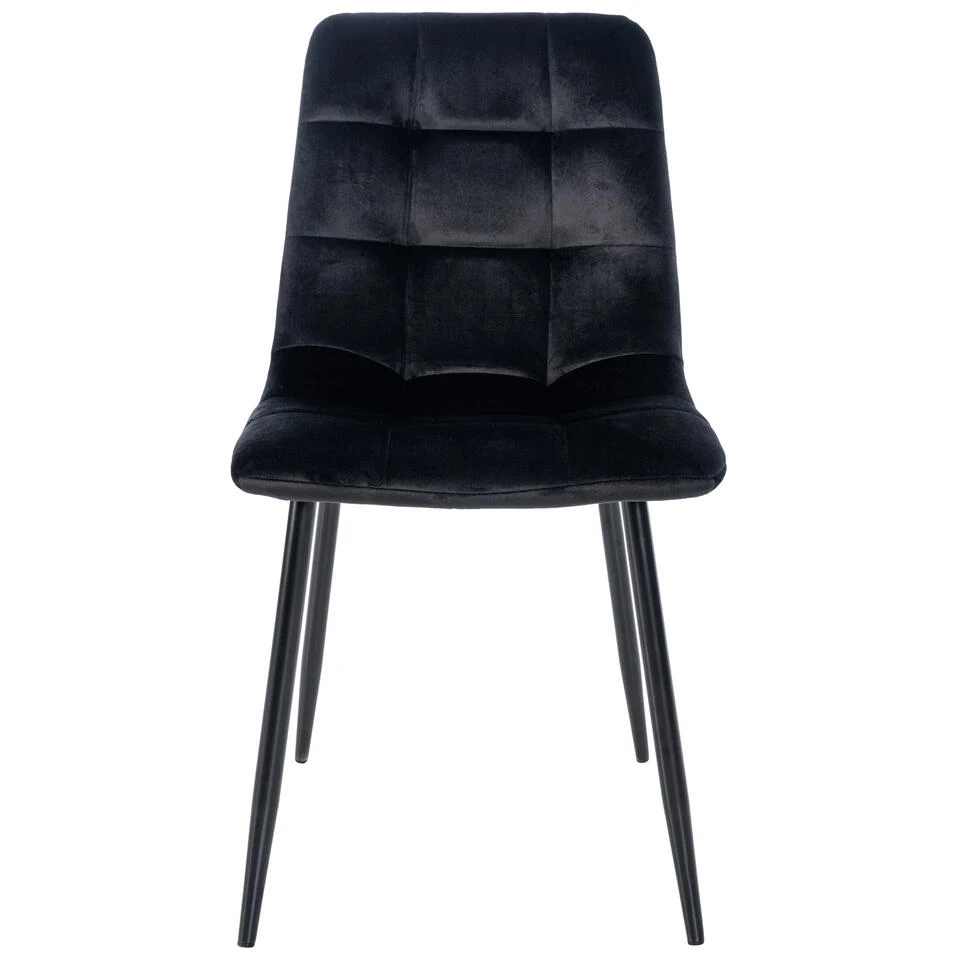 CLP Eetkamerstoel Antibes Fluweel Zwart 4 CLP Eetkamerstoel Antibes Fluweel Zwart - Afbeelding 2