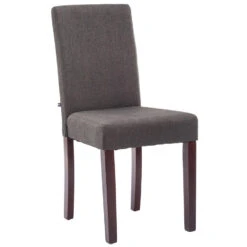 CLP Eetkamerstoel Ina Cappuccino Frame Stof Grijs