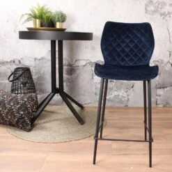 DS4U® Ruby Barkruk Velvet - Stof - Blauw -Leen Bakker Winkel 1000069036 0102