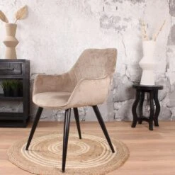 DS4U® Ravi Eetkamerstoel 2.0 - Stof - Beige -Leen Bakker Winkel 1000069480 0102