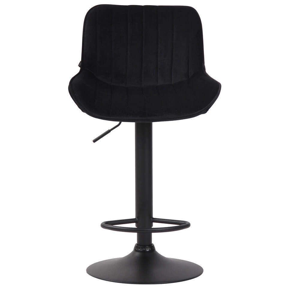 CLP Barkruk Lentini Zwart Frame Fluweel Zwart 4 CLP Barkruk Lentini Zwart Frame Fluweel Zwart - Afbeelding 2