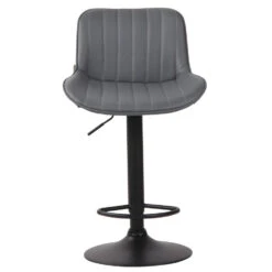 CLP Barkruk Lentini Zwart Frame Kunstleder Grijs -Leen Bakker Winkel 1000071024 0101