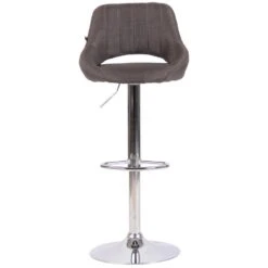 CLP Barkruk Milet Frame Chroom-look Stof Grijs -Leen Bakker Winkel 1000073461 0101