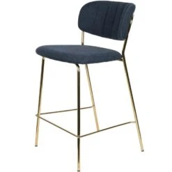 Puur Viken Barstoel 65cm - Stof - Blauw -Leen Bakker Winkel 1000074300 0101