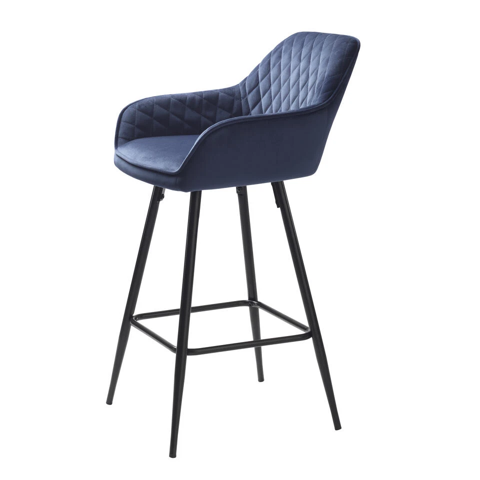 Giga Meubel Barstoel Blauw - Velvet - Barstoel Milton 4 Giga Meubel Barstoel Blauw - Velvet - Barstoel Milton - Afbeelding 2