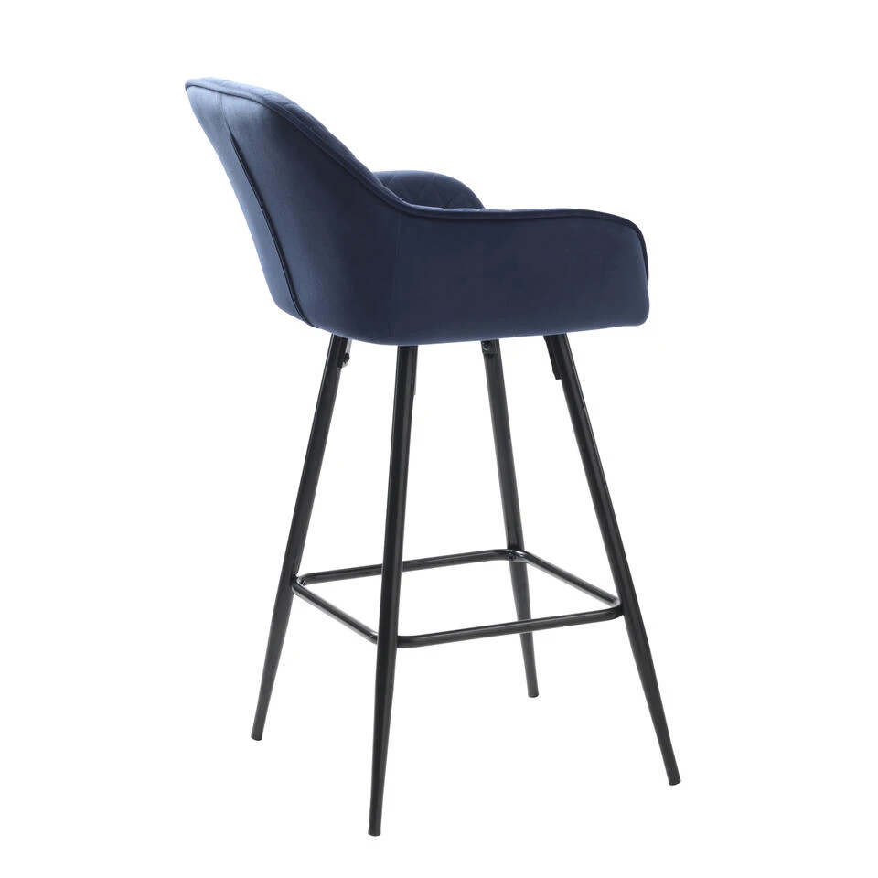Giga Meubel Barstoel Blauw - Velvet - Barstoel Milton 5 Giga Meubel Barstoel Blauw - Velvet - Barstoel Milton - Afbeelding 3
