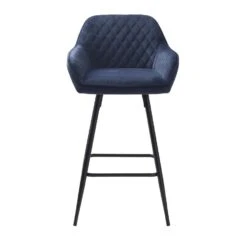 Giga Meubel Barstoel Blauw - Velvet - Barstoel Milton