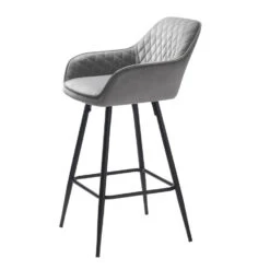 Giga Meubel Barstoel Grijs - Velvet - Barstoel Milton -Leen Bakker Winkel 1000074319 0101