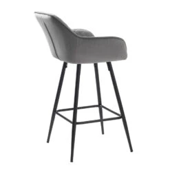 Giga Meubel Barstoel Grijs - Velvet - Barstoel Milton -Leen Bakker Winkel 1000074319 0102