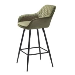 Giga Meubel Barstoel Groen - Velvet - Barstoel Milton -Leen Bakker Winkel 1000074324 0101