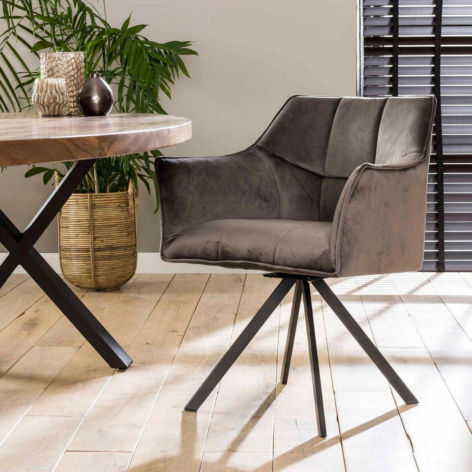 Ramon Eetkamerstoel Velvet - Stof - Grijs 4 Ramon Eetkamerstoel Velvet - Stof - Grijs - Afbeelding 2