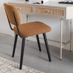 Puur Vinnes Eetkamerstoel Bouclé - Stof - Bruin -Leen Bakker Winkel 1000078979 0102