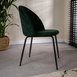 Set Van 2 Eetkamerstoelen Evie Velvet Groen - Stof - Groen -Leen Bakker Winkel 1000078984 0102