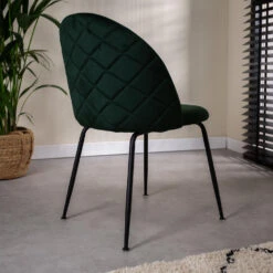 Set Van 2 Eetkamerstoelen Evie Velvet Groen - Stof - Groen -Leen Bakker Winkel 1000078984 0103