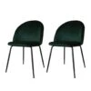 Set Van 2 Eetkamerstoelen Evie Velvet Groen - Stof - Groen -Leen Bakker Winkel 1000078984