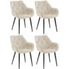 CLP Set Van 4 Eetkamerstoelen Tanna Fluweel Crème -Leen Bakker Winkel 1000080765