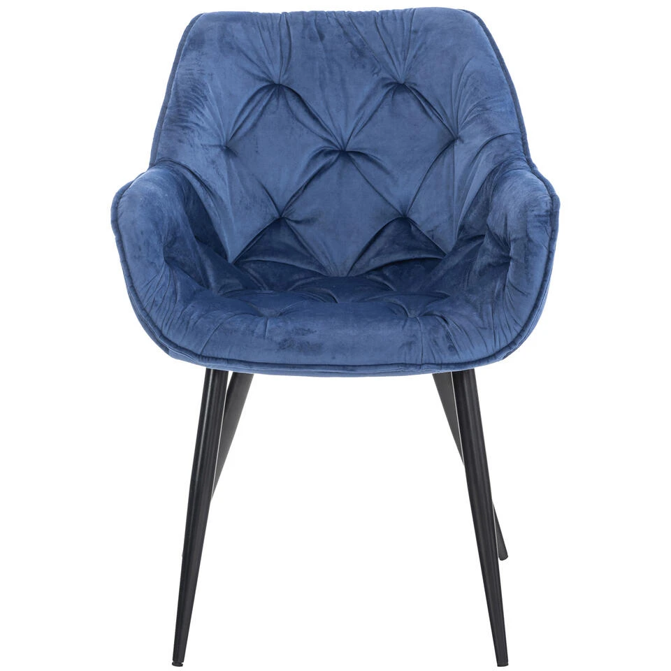 CLP Eetkamerstoel Tanna Fluweel Blauw 4 CLP Eetkamerstoel Tanna Fluweel Blauw - Afbeelding 2
