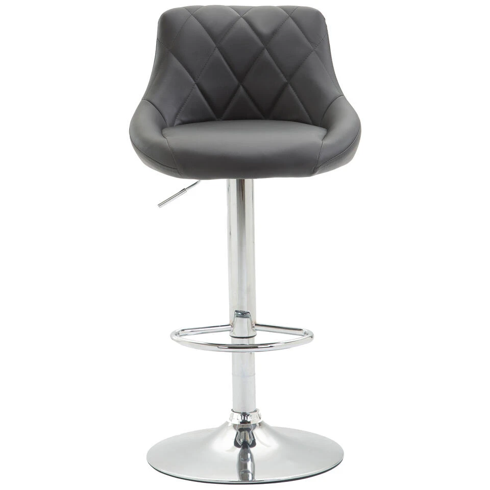 CLP Barkruk Lazio Chroom Frame Kunstleer Grijs 5 CLP Barkruk Lazio Chroom Frame Kunstleer Grijs - Afbeelding 3