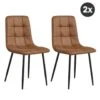 2x Eetkamerstoel Yerevan - Microleder - Cognac -Leen Bakker Winkel 1000081102
