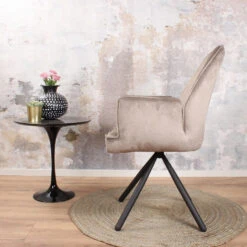 DS4U® Giovanna Eetkamerstoel Velours - Stof - Beige -Leen Bakker Winkel 1000081814 0102