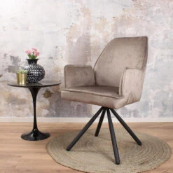 DS4U® Giovanna Eetkamerstoel Velours - Stof - Beige -Leen Bakker Winkel 1000081814 0103