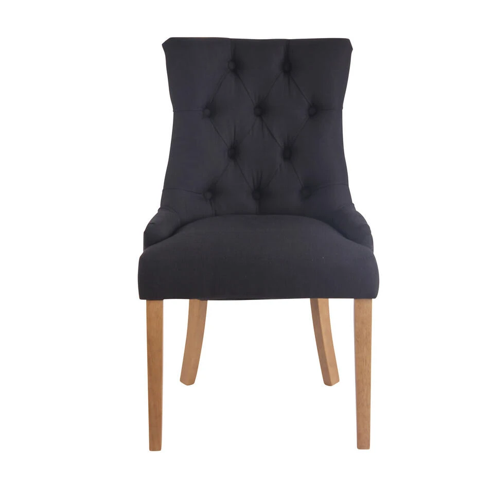 CLP Eetkamerstoel Aberdeen Licht Bruin Frame Stof Zwart 4 CLP Eetkamerstoel Aberdeen Licht Bruin Frame Stof Zwart - Afbeelding 2