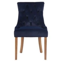 CLP Eetkamerstoel Aberdeen Licht Bruin Frame Fluweel Blauw -Leen Bakker Winkel 1000082887 0101
