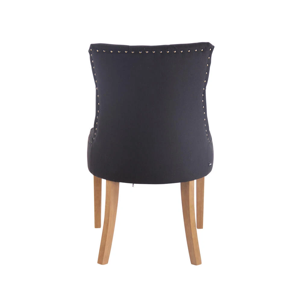 CLP Set Van 2 Eetkamerstoelen Aberdeen Licht Bruin Frame Stof Zwart 6 CLP Set Van 2 Eetkamerstoelen Aberdeen Licht Bruin Frame Stof Zwart - Afbeelding 4