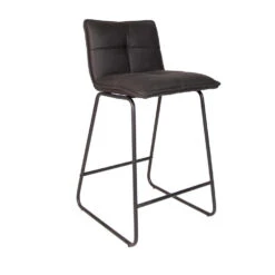 Set Van 2 Barkrukken Industrieel Jelle Antraciet Zithoogte 65 Cm Stof