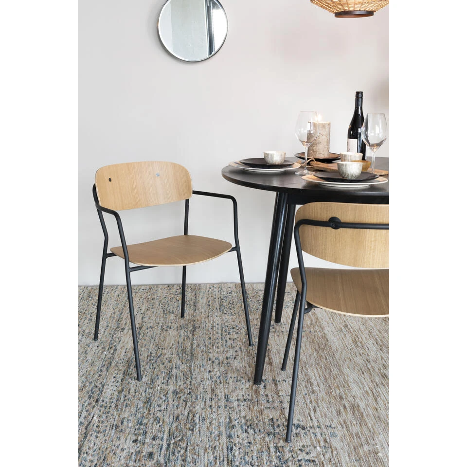 Rein Living Jolien Armstoel - Zwart/Hout - Set Van 2 4 Rein Living Jolien Armstoel - Zwart/Hout - Set Van 2 - Afbeelding 2