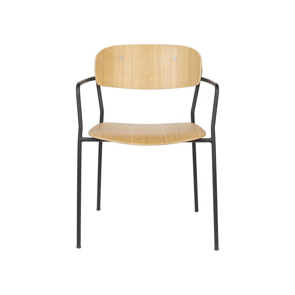 Rein Living Jolien Armstoel - Zwart/Hout - Set Van 2 6 Rein Living Jolien Armstoel - Zwart/Hout - Set Van 2 - Afbeelding 4