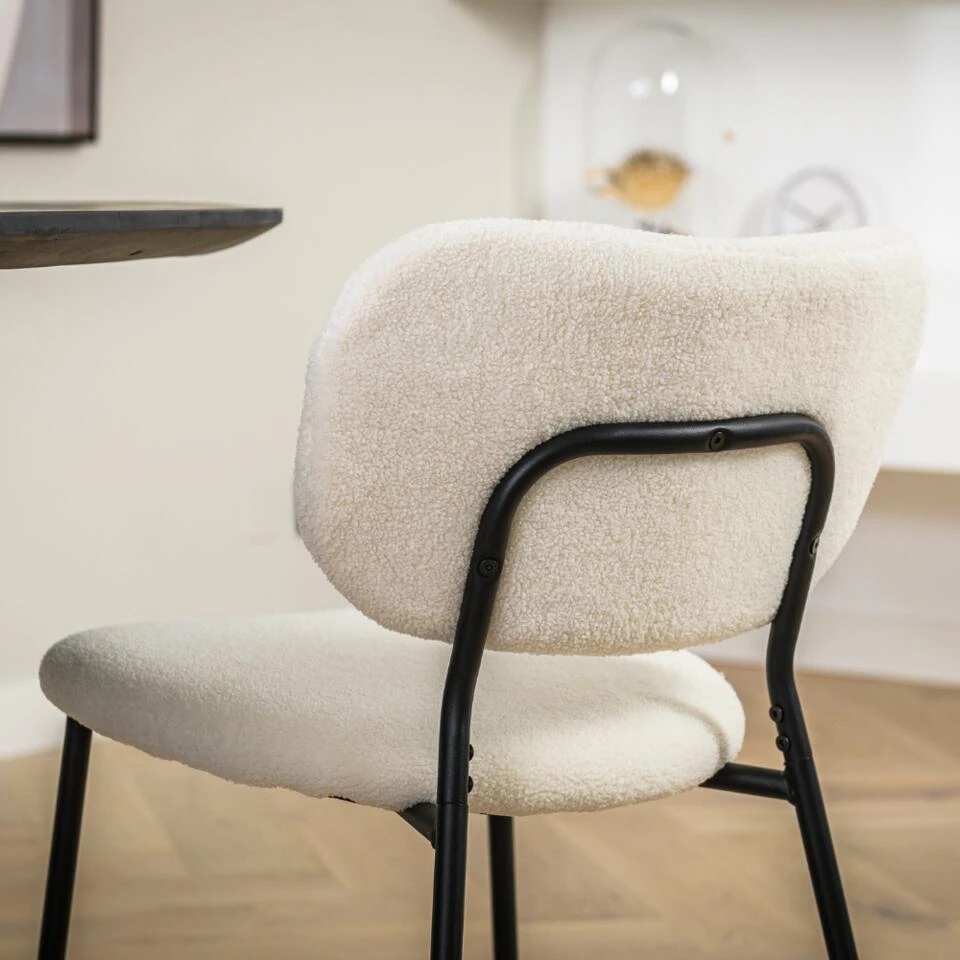 Eetkamerstoel Philou Teddy Stof Crème - Stof - Crème 4 Eetkamerstoel Philou Teddy Stof Crème - Stof - Crème - Afbeelding 2