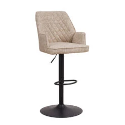 Barkruk Novan Chenille Beige - Zithoogte 68 Cm - Stof - Wit