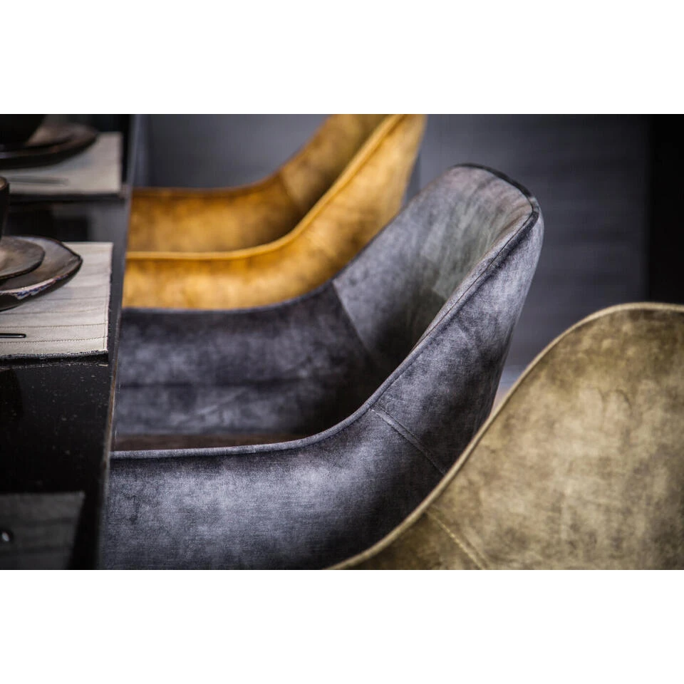 PTMD Barkruk Antraciet - Velvet - Barkruk Fallon 4 PTMD Barkruk Antraciet - Velvet - Barkruk Fallon - Afbeelding 2