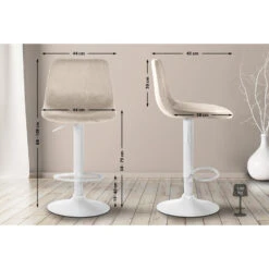 CLP Barkruk Divo Fluweel Wit Frame Crème -Leen Bakker Winkel 1000091791 0101