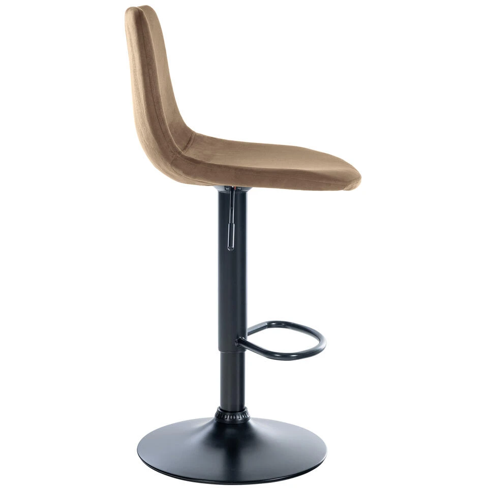 CLP Barkruk Divo Fluweel Zwart Frame Bruin 6 CLP Barkruk Divo Fluweel Zwart Frame Bruin - Afbeelding 4