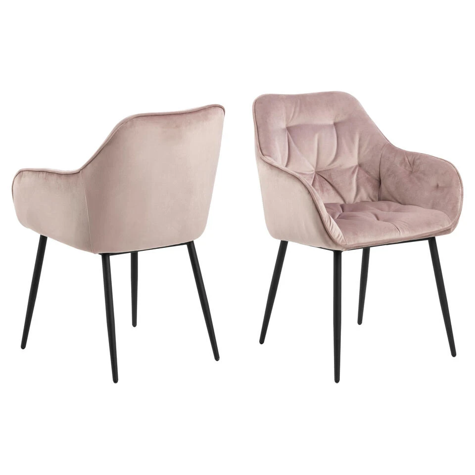 Sohome Eetkamerstoel - Set Van 2 - Otto - Velvet - Dusty Rose 3 Sohome Eetkamerstoel - Set Van 2 - Otto - Velvet - Dusty Rose