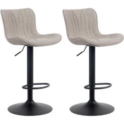 CLP Set Van 2 Barkruk Linus Mat Zwart Frame - Stof - Taupe