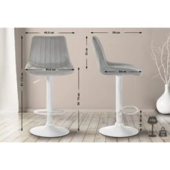 CLP Barkruk Toni Fluweel Wit Frame Zilverkleurig -Leen Bakker Winkel 1000093429 0101